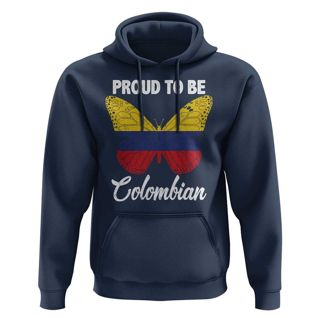 Colombia Pride Hoodie Proud To Be Colombian Butterfly TS02 Navy Print Your Wear