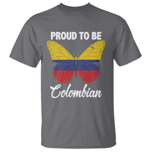 Colombia Pride T Shirt Proud To Be Colombian Butterfly TS02 Charcoal Print Your Wear