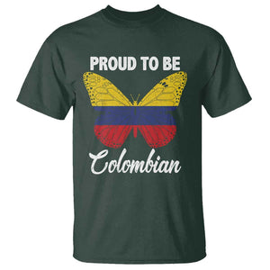 Colombia Pride T Shirt Proud To Be Colombian Butterfly TS02 Dark Forest Green Print Your Wear