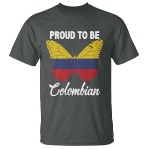 Colombia Pride T Shirt Proud To Be Colombian Butterfly TS02 Dark Heather Print Your Wear