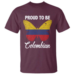 Colombia Pride T Shirt Proud To Be Colombian Butterfly TS02 Maroon Print Your Wear