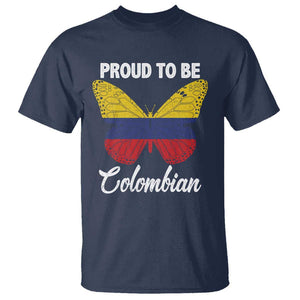 Colombia Pride T Shirt Proud To Be Colombian Butterfly TS02 Navy Print Your Wear