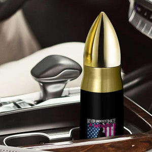 Female Veteran Bullet Tumbler Never Underestimate A Woman With Military Background American Flag TS02 Print Your Wear
