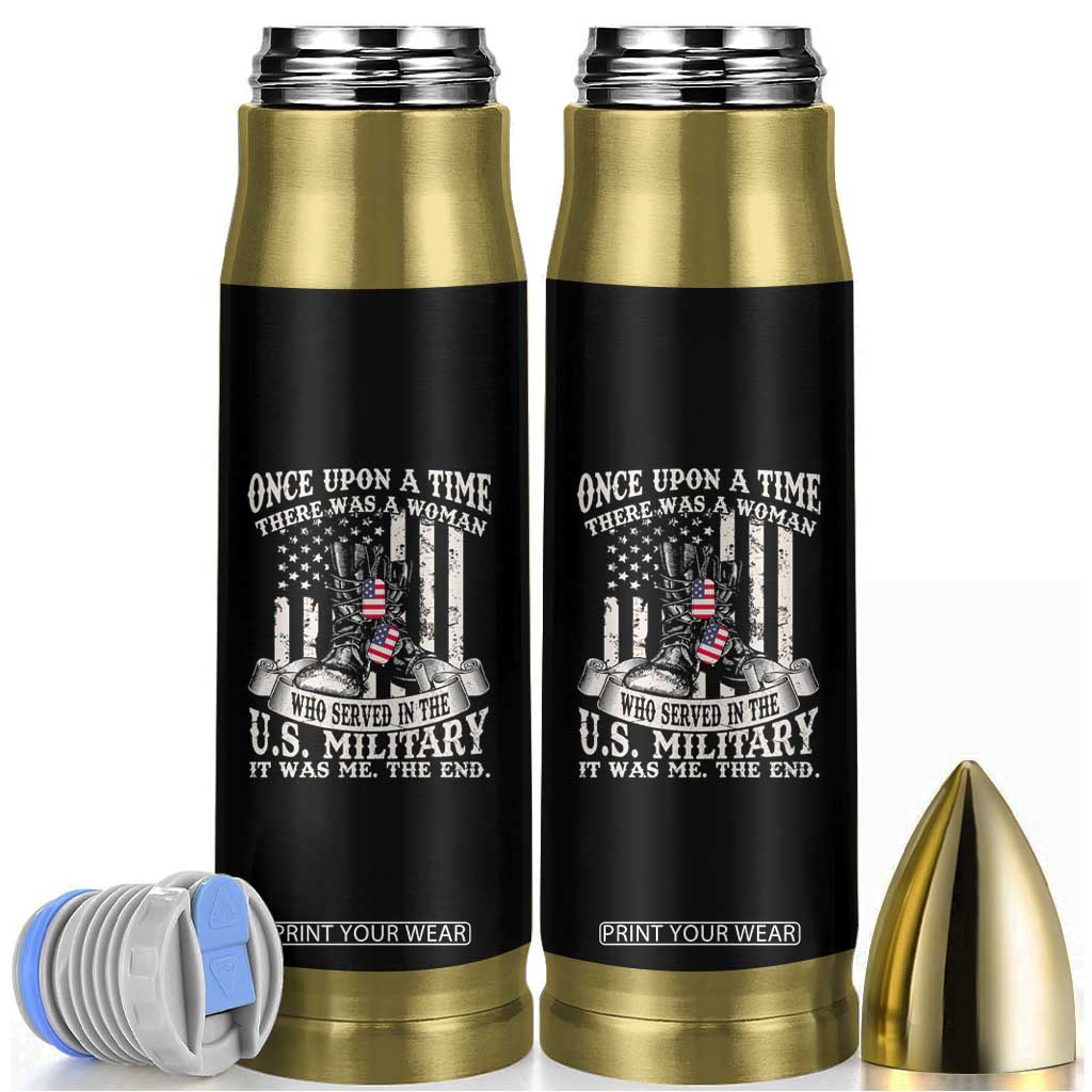 Female Veteran Bullet Tumbler There Was A Woman Who Served In The Military Combat Boots Dog Tags TS02 Black Print Your Wear