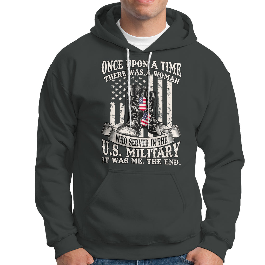 Female Veteran Hoodie There Was A Woman Who Served In The Military Combat Boots Dog Tags TS02 Printyourwear