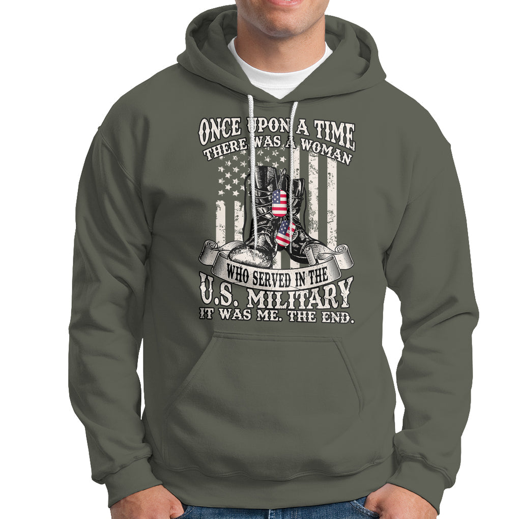 Female Veteran Hoodie There Was A Woman Who Served In The Military Combat Boots Dog Tags TS02 Printyourwear