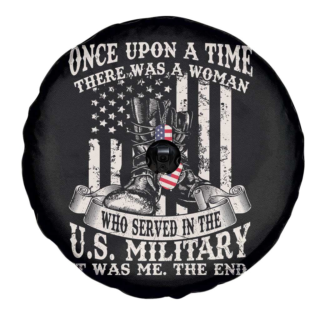 Female Veteran Spare Tire Cover There Was A Woman Who Served In The Military Combat Boots Dog Tags TS02 Print Your Wear