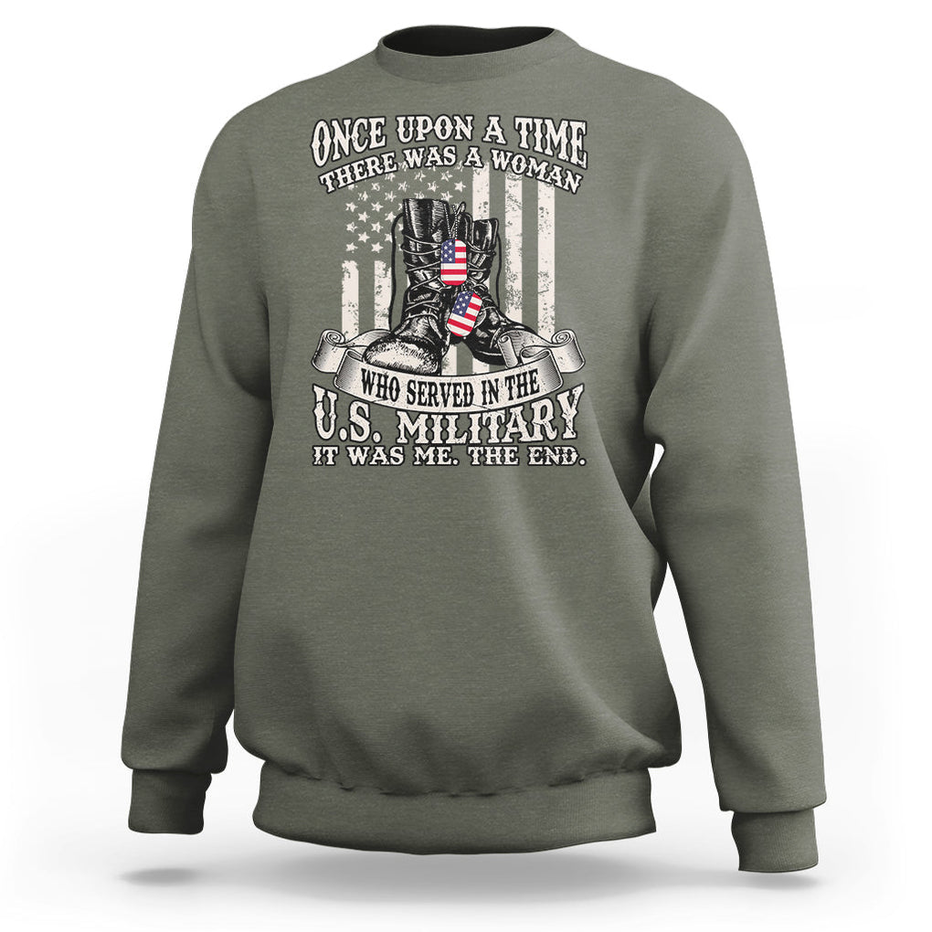 Female Veteran Sweatshirt There Was A Woman Who Served In The Military Combat Boots Dog Tags TS02 Printyourwear