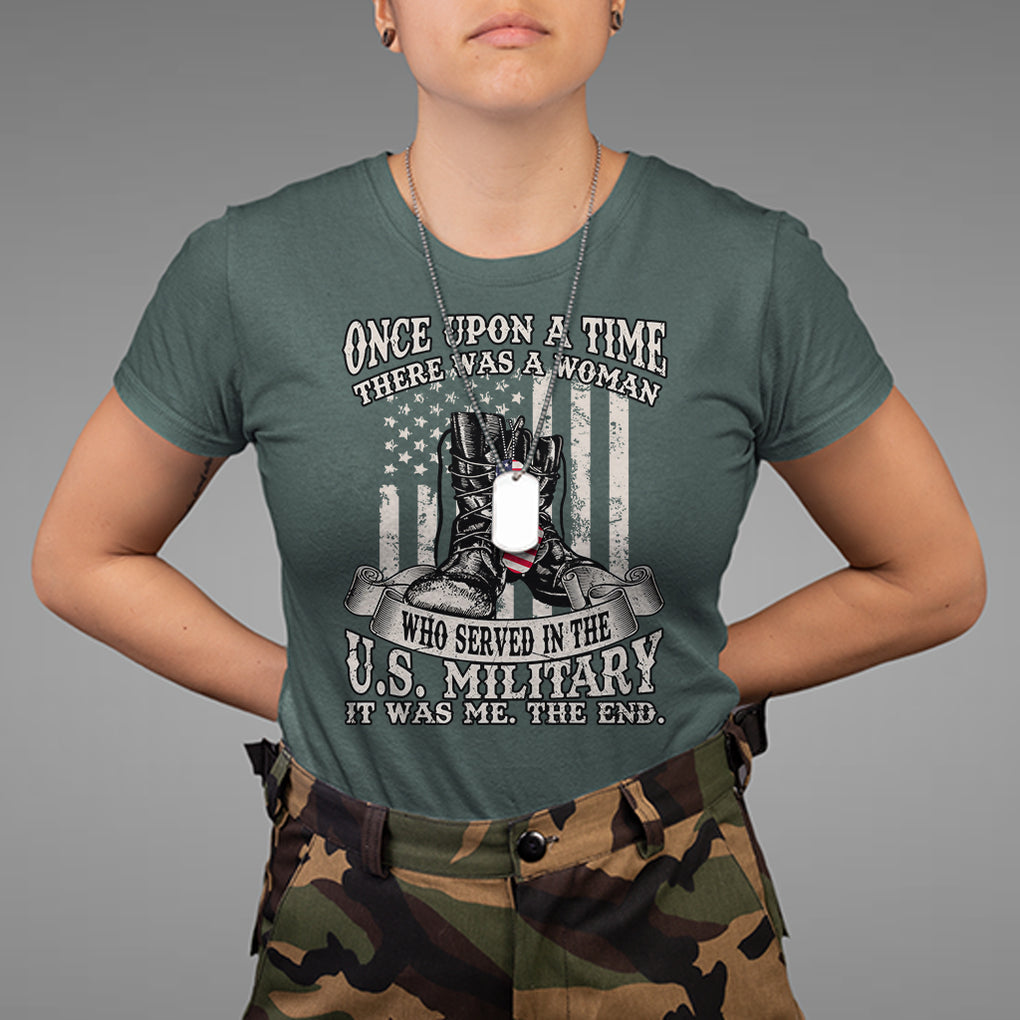 Female Veteran T Shirt There Was A Woman Who Served In The Military Combat Boots Dog Tags TS02 Printyourwear