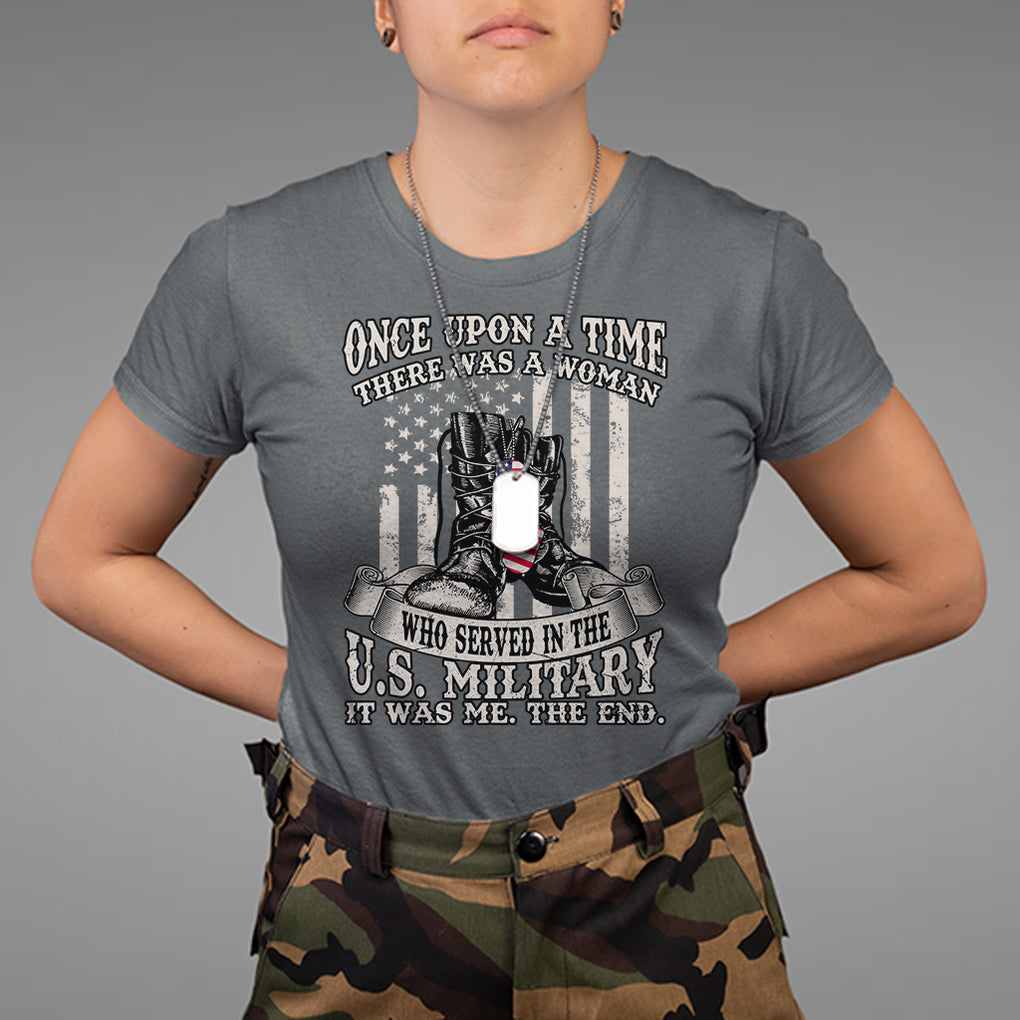 Female Veteran T Shirt There Was A Woman Who Served In The Military Combat Boots Dog Tags TS02 Printyourwear