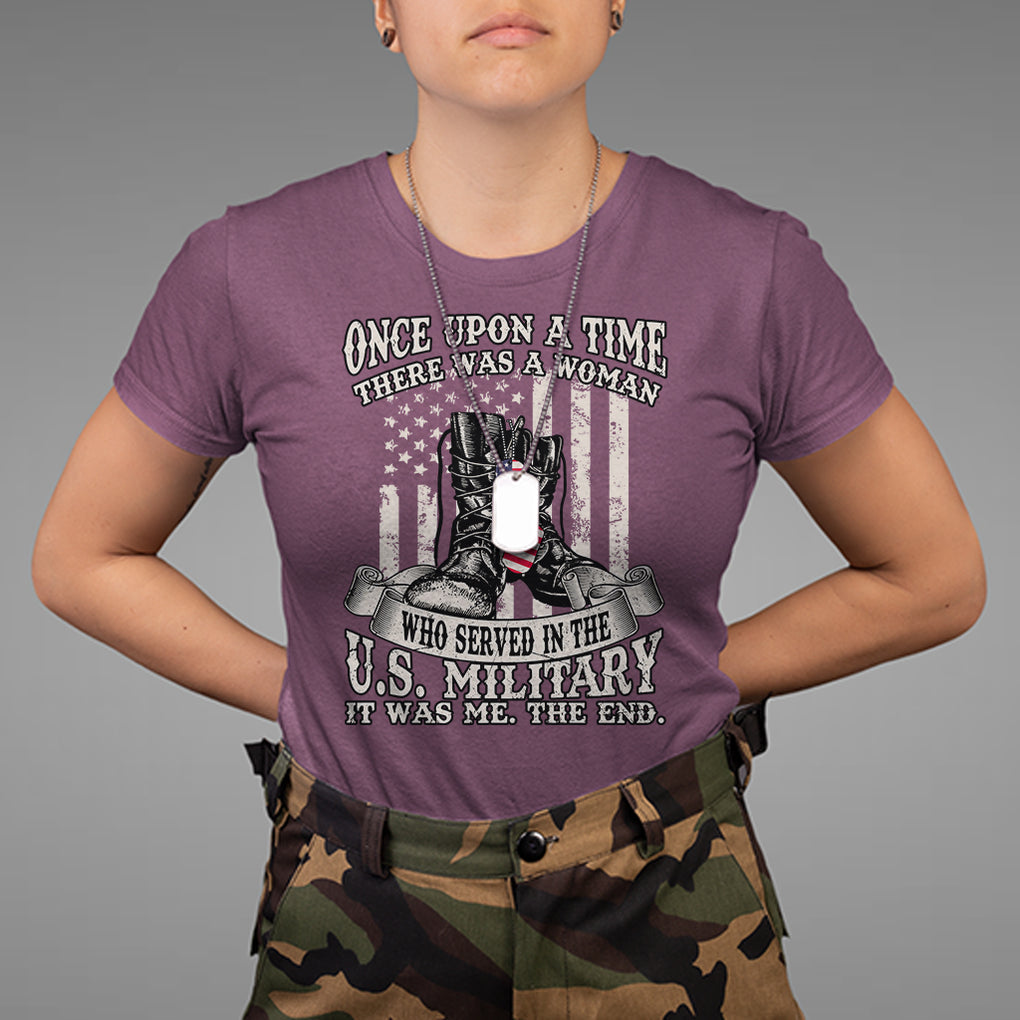 Female Veteran T Shirt There Was A Woman Who Served In The Military Combat Boots Dog Tags TS02 Printyourwear