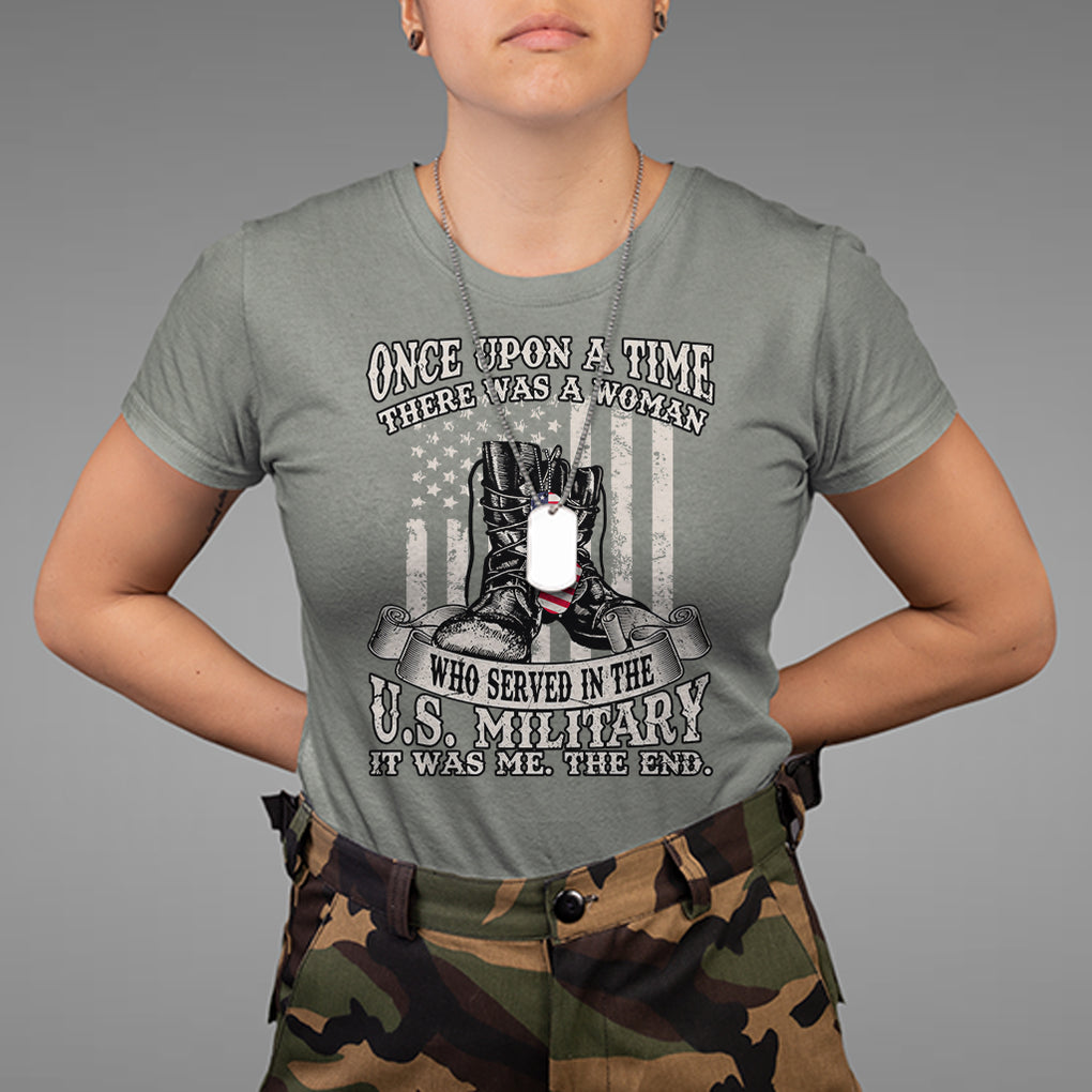 Female Veteran T Shirt There Was A Woman Who Served In The Military Combat Boots Dog Tags TS02 Printyourwear
