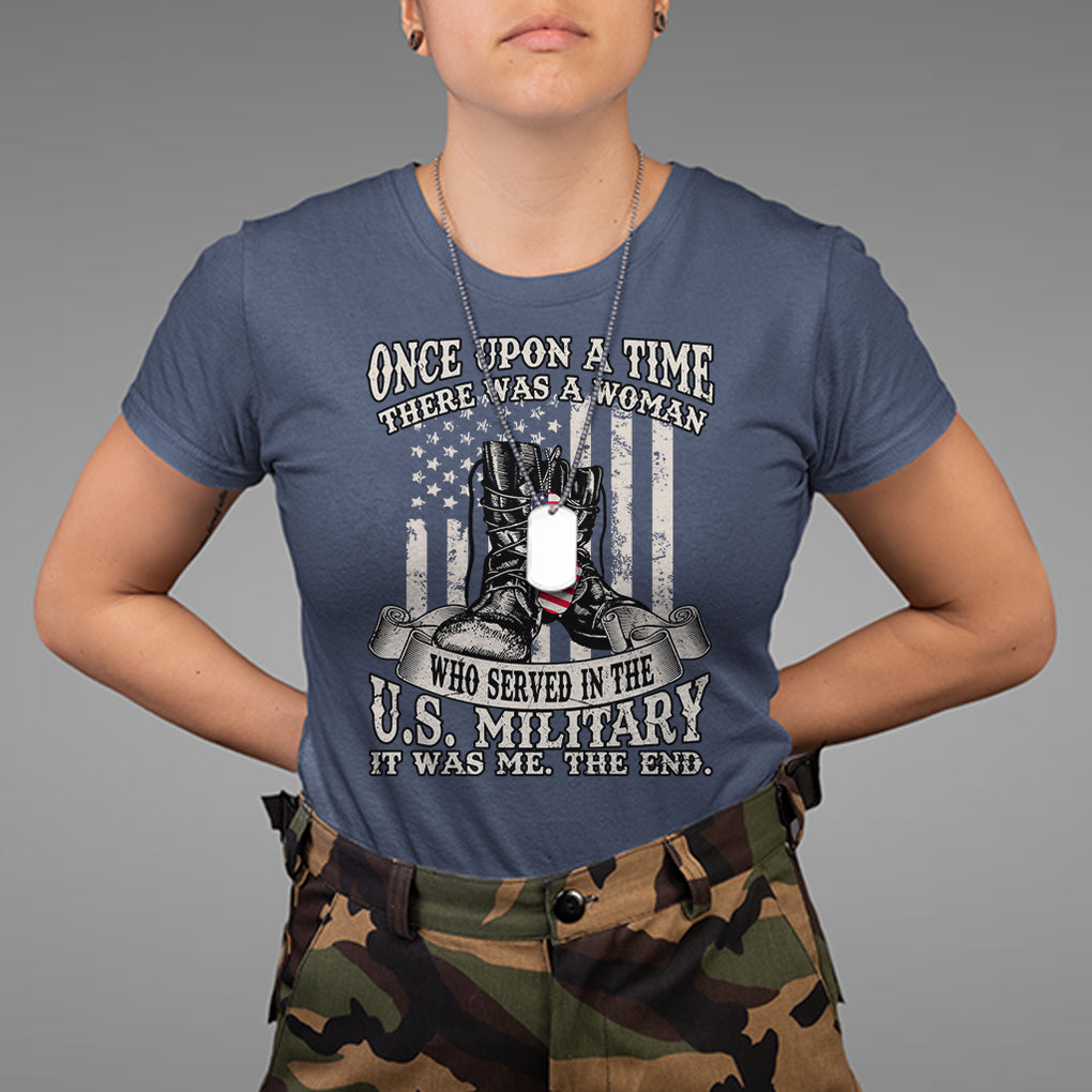 Female Veteran T Shirt There Was A Woman Who Served In The Military Combat Boots Dog Tags TS02 Printyourwear