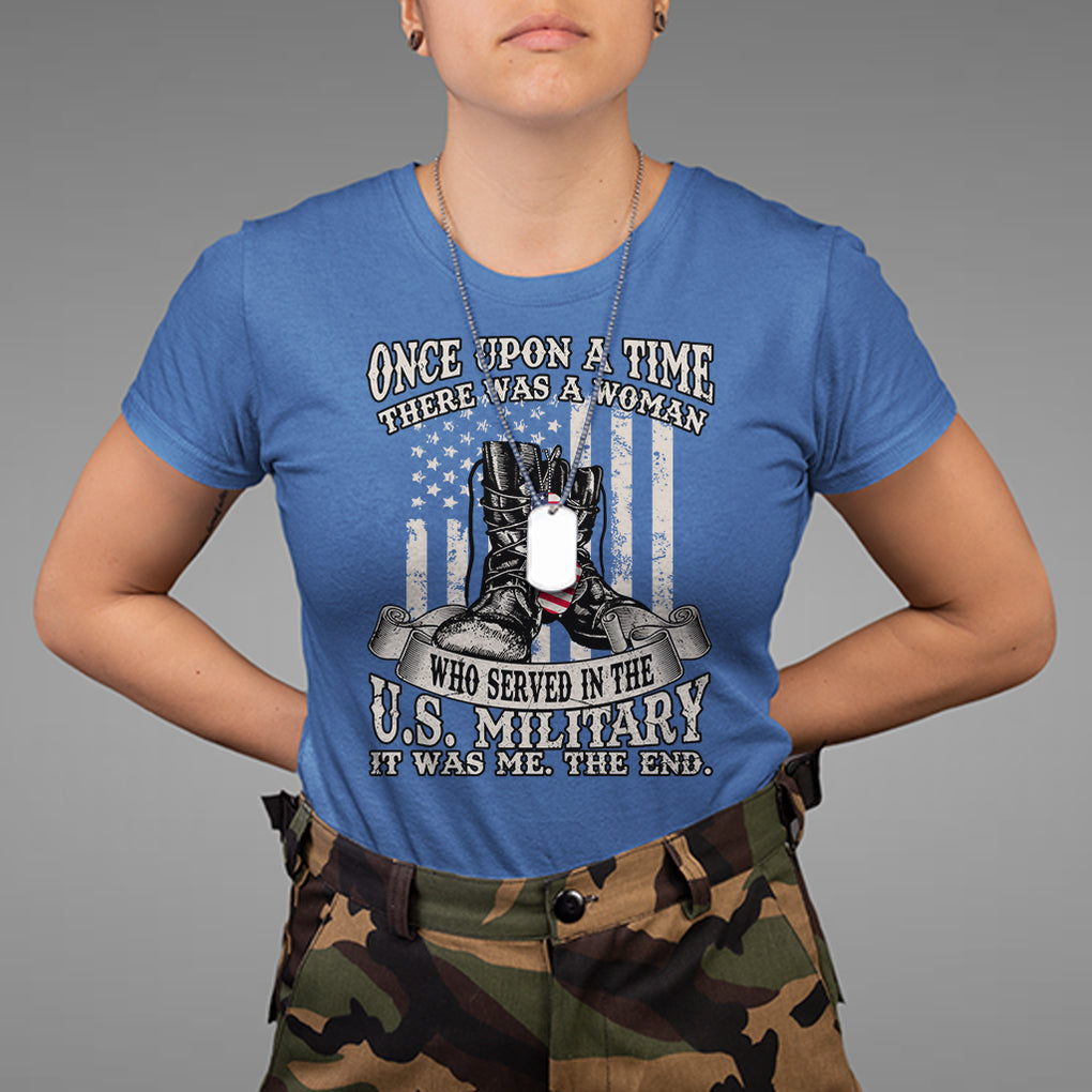 Female Veteran T Shirt There Was A Woman Who Served In The Military Combat Boots Dog Tags TS02 Printyourwear