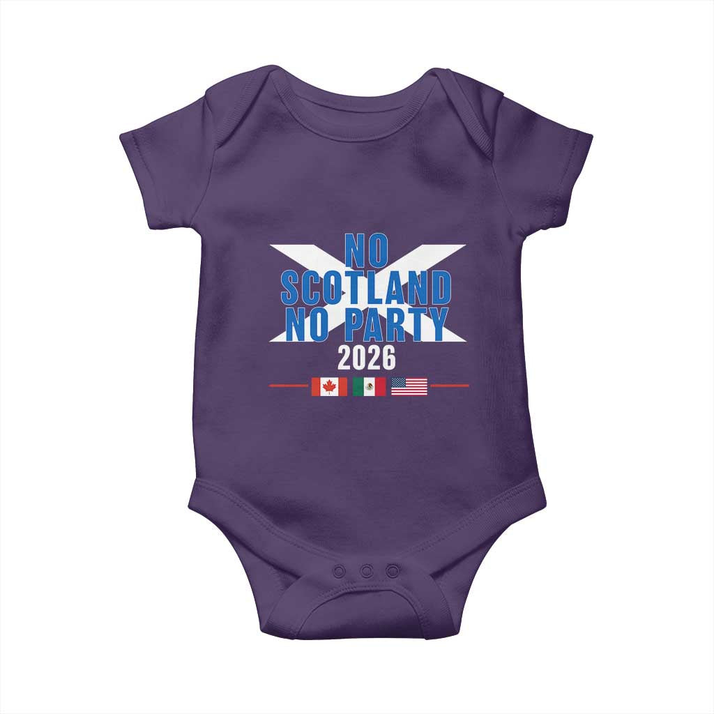 No Scotland No Party 2026 Saltire Flag Baby Onesie Game Day Soccer Fans Football Tournament