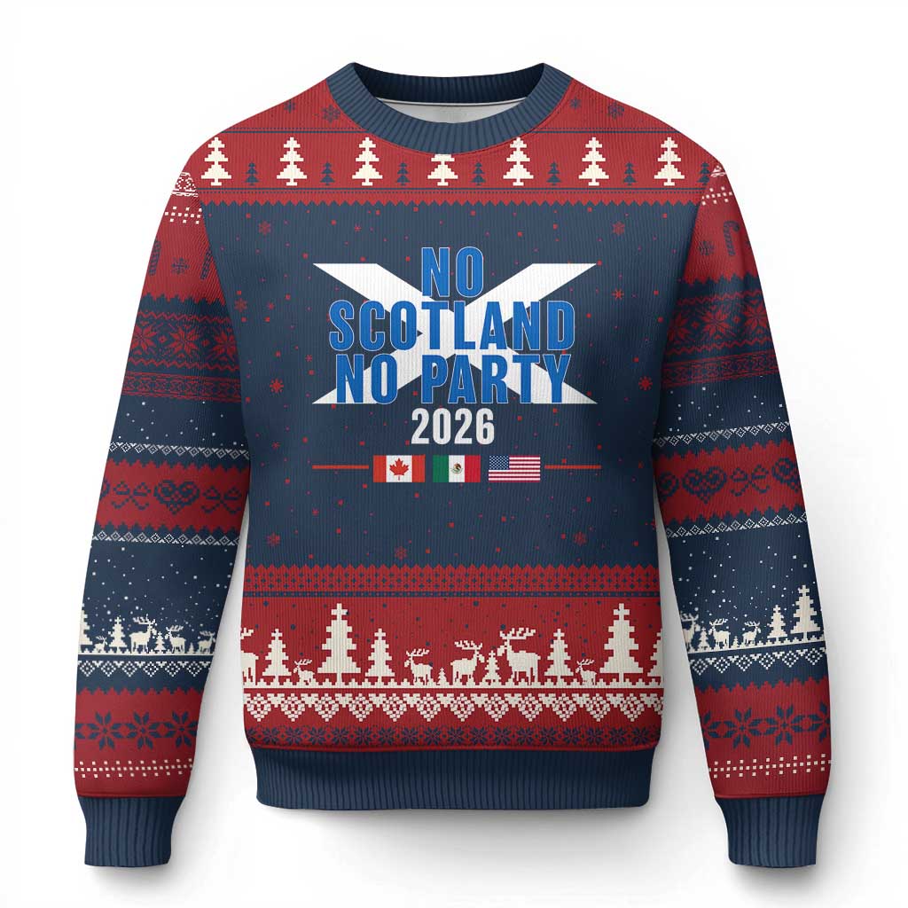 No Scotland No Party 2026 Saltire Flag Ugly Christmas Sweater Game Day Soccer Fans Football Tournament