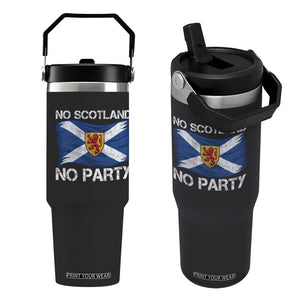 No Scotland No Party Saltire Flag Lion Rampant Crest Flip Straw Tumbler Game Day Soccer Fans Football Tournament