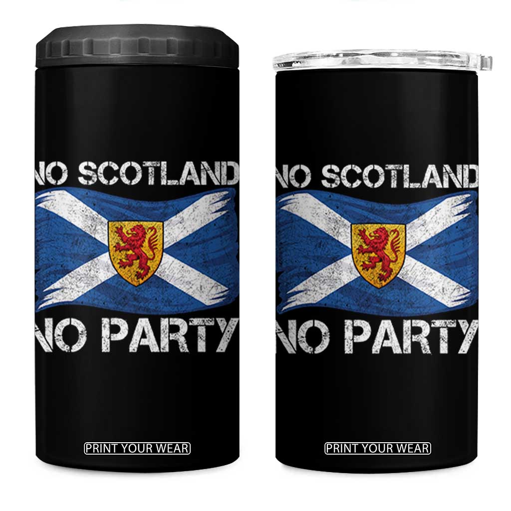 No Scotland No Party Saltire Flag Lion Rampant Crest 4 in 1 Can Cooler Tumbler Game Day Soccer Fans Football Tournament
