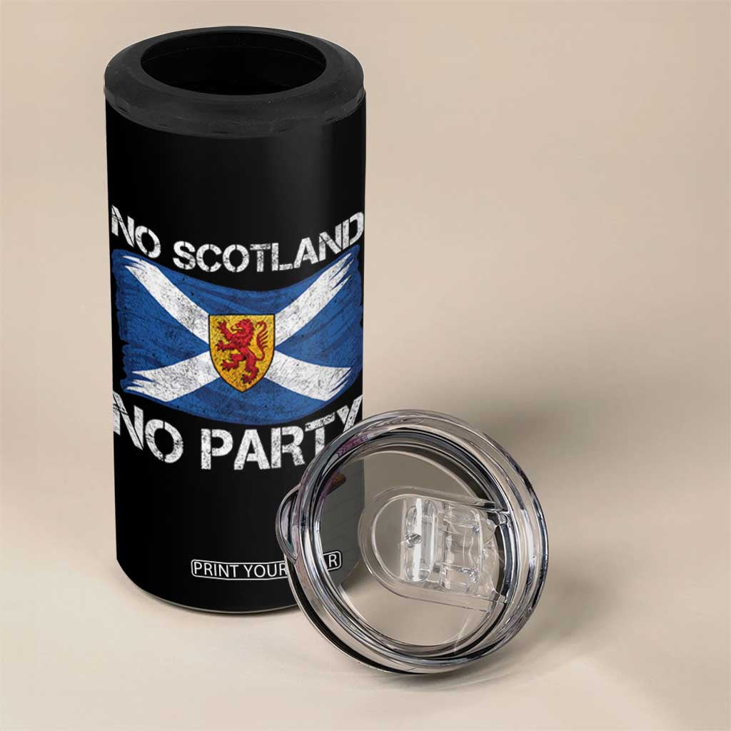 No Scotland No Party Saltire Flag Lion Rampant Crest 4 in 1 Can Cooler Tumbler Game Day Soccer Fans Football Tournament