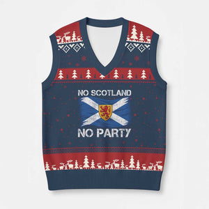 No Scotland No Party Saltire Flag Lion Rampant Crest V-Neck Knit Sweater Vest Game Day Soccer Fans Football Tournament