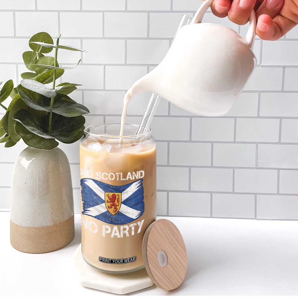 No Scotland No Party Saltire Flag Lion Rampant Crest Glass Can Game Day Soccer Fans Football Tournament