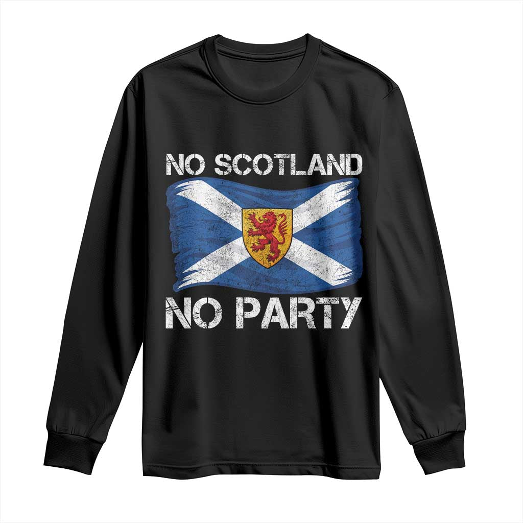 No Scotland No Party Saltire Flag Lion Rampant Crest Long Sleeve Shirt Game Day Soccer Fans Football Tournament