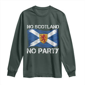 No Scotland No Party Saltire Flag Lion Rampant Crest Long Sleeve Shirt Game Day Soccer Fans Football Tournament