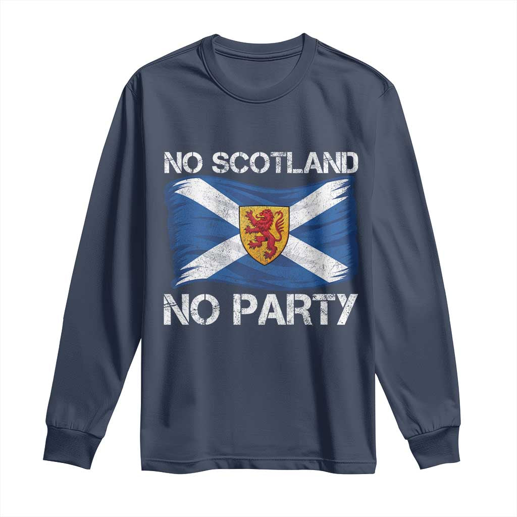 No Scotland No Party Saltire Flag Lion Rampant Crest Long Sleeve Shirt Game Day Soccer Fans Football Tournament