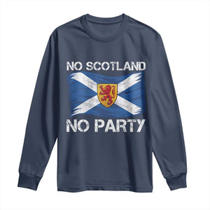 No Scotland No Party Saltire Flag Lion Rampant Crest Long Sleeve Shirt Game Day Soccer Fans Football Tournament
