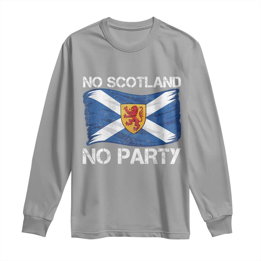No Scotland No Party Saltire Flag Lion Rampant Crest Long Sleeve Shirt Game Day Soccer Fans Football Tournament