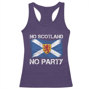 No Scotland No Party Saltire Flag Lion Rampant Crest Racerback Tank Top Game Day Soccer Fans Football Tournament