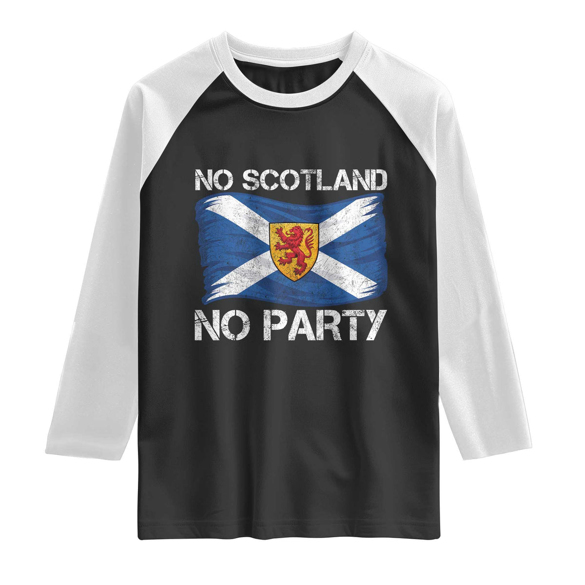 No Scotland No Party Saltire Flag Lion Rampant Crest Raglan Shirt Game Day Soccer Fans Football Tournament