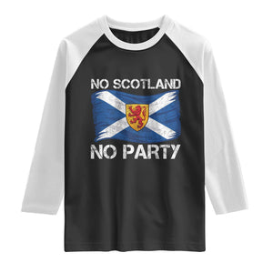 No Scotland No Party Saltire Flag Lion Rampant Crest Raglan Shirt Game Day Soccer Fans Football Tournament