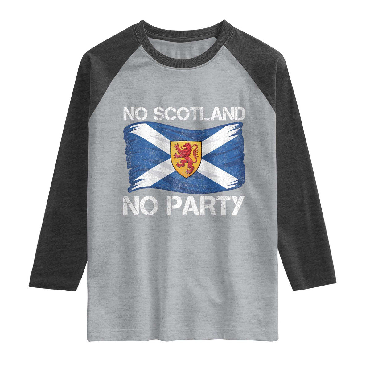 No Scotland No Party Saltire Flag Lion Rampant Crest Raglan Shirt Game Day Soccer Fans Football Tournament