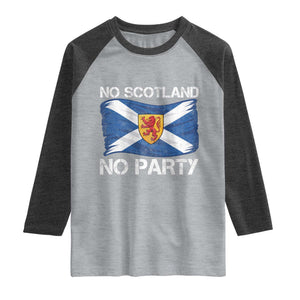 No Scotland No Party Saltire Flag Lion Rampant Crest Raglan Shirt Game Day Soccer Fans Football Tournament