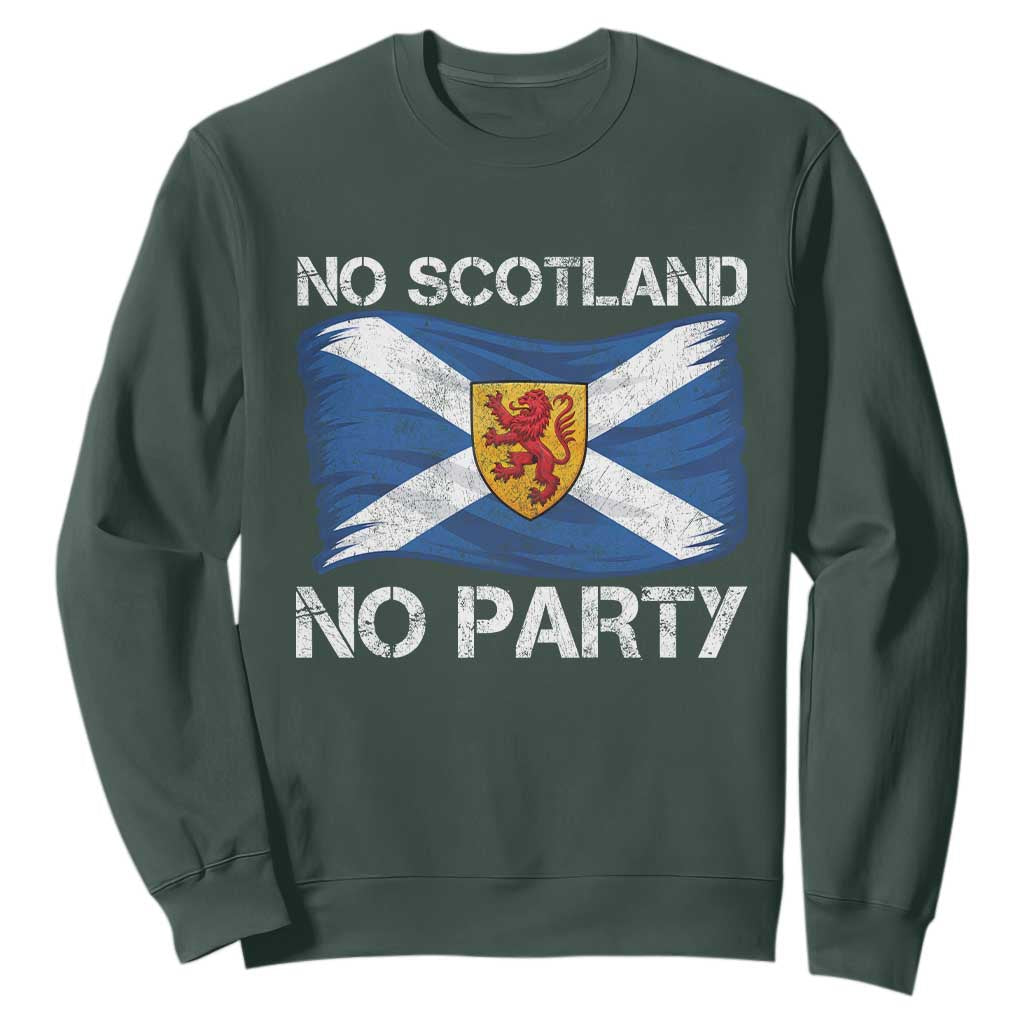 No Scotland No Party Saltire Flag Lion Rampant Crest Sweatshirt Game Day Soccer Fans Football Tournament