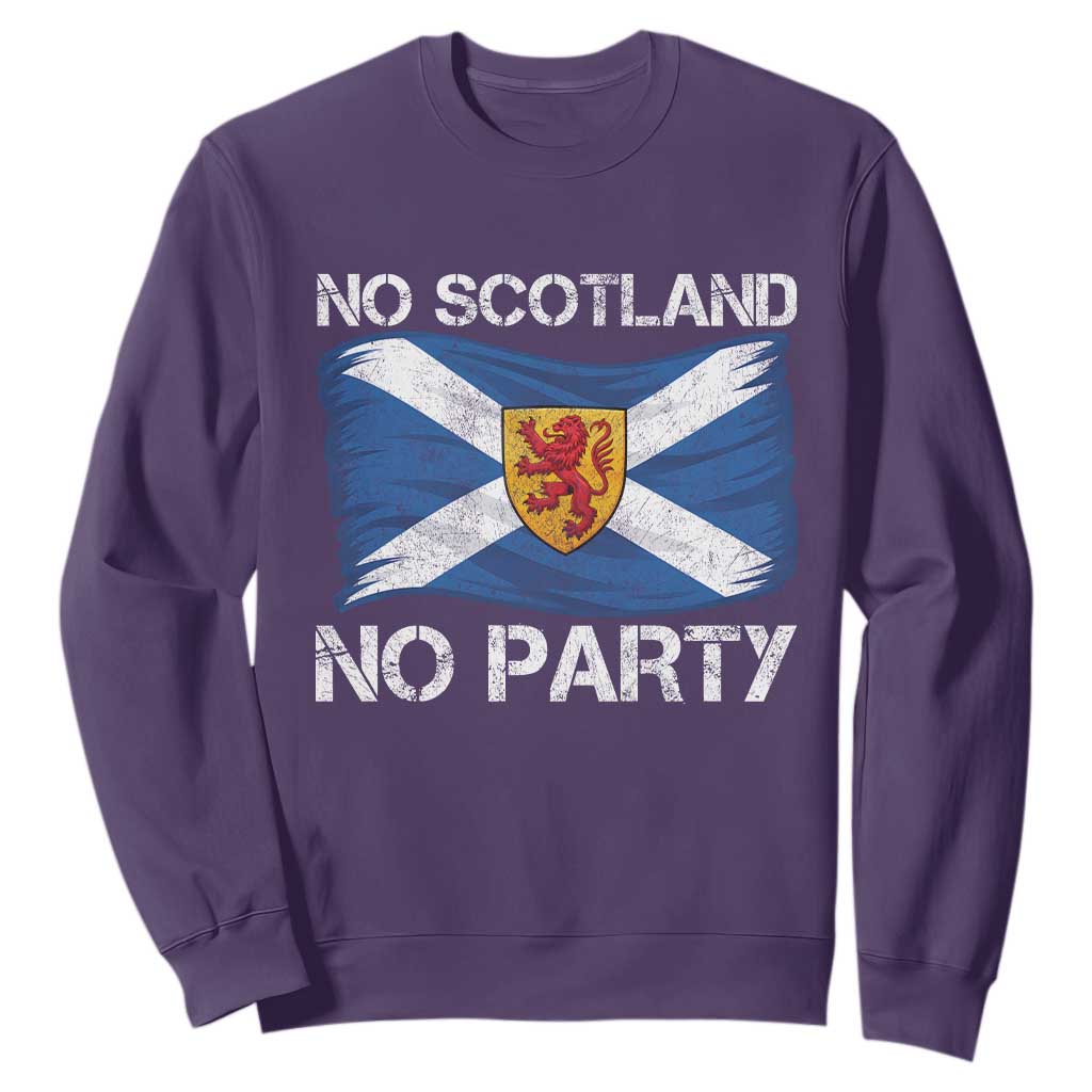 No Scotland No Party Saltire Flag Lion Rampant Crest Sweatshirt Game Day Soccer Fans Football Tournament