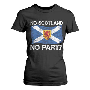 No Scotland No Party Saltire Flag Lion Rampant Crest T Shirt For Women Game Day Soccer Fans Football Tournament