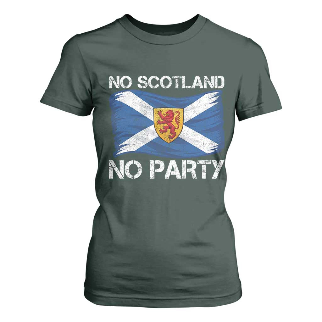 No Scotland No Party Saltire Flag Lion Rampant Crest T Shirt For Women Game Day Soccer Fans Football Tournament