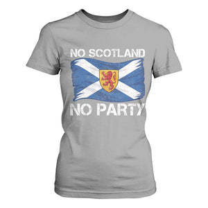 No Scotland No Party Saltire Flag Lion Rampant Crest T Shirt For Women Game Day Soccer Fans Football Tournament