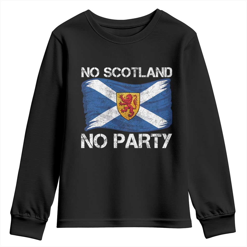 No Scotland No Party Saltire Flag Lion Rampant Crest Youth Sweatshirt Game Day Soccer Fans Football Tournament