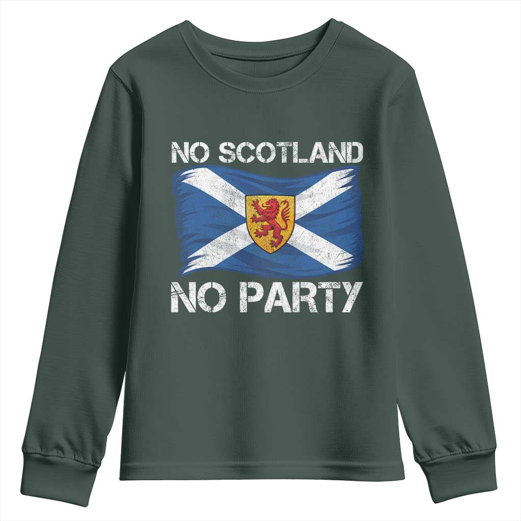 No Scotland No Party Saltire Flag Lion Rampant Crest Youth Sweatshirt Game Day Soccer Fans Football Tournament