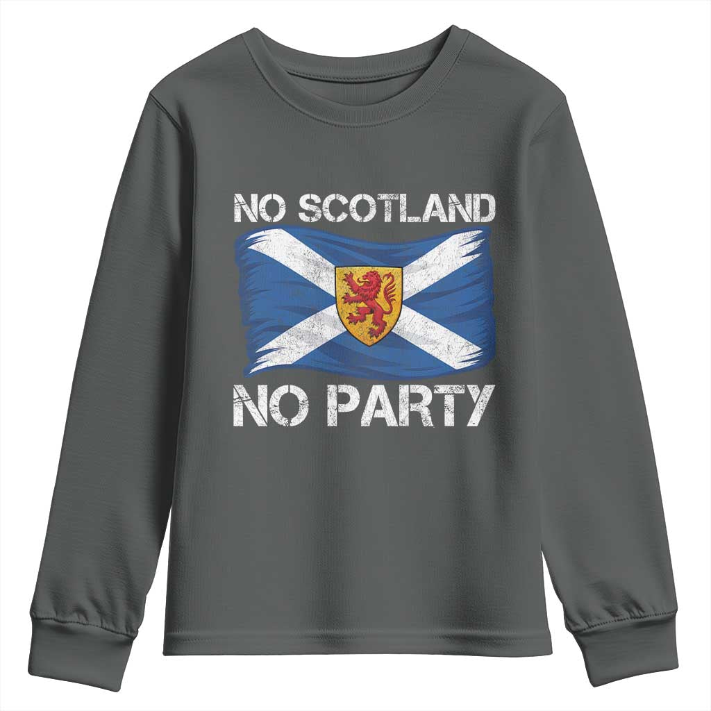 No Scotland No Party Saltire Flag Lion Rampant Crest Youth Sweatshirt Game Day Soccer Fans Football Tournament