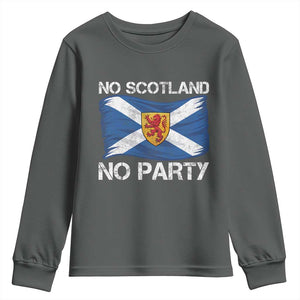 No Scotland No Party Saltire Flag Lion Rampant Crest Youth Sweatshirt Game Day Soccer Fans Football Tournament