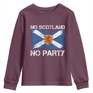 No Scotland No Party Saltire Flag Lion Rampant Crest Youth Sweatshirt Game Day Soccer Fans Football Tournament