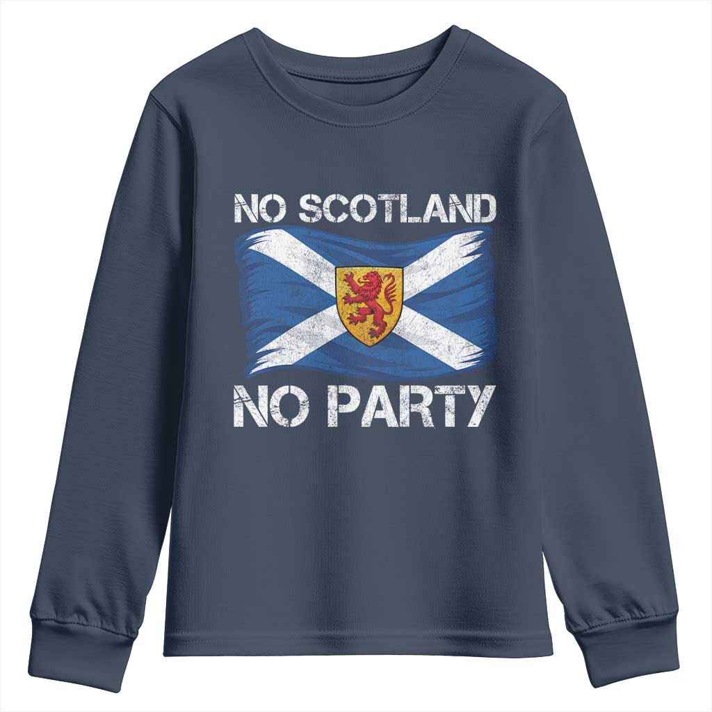 No Scotland No Party Saltire Flag Lion Rampant Crest Youth Sweatshirt Game Day Soccer Fans Football Tournament