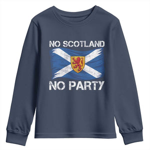 No Scotland No Party Saltire Flag Lion Rampant Crest Youth Sweatshirt Game Day Soccer Fans Football Tournament
