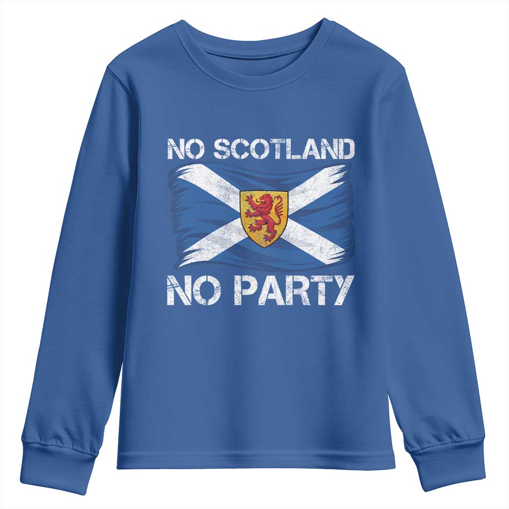 No Scotland No Party Saltire Flag Lion Rampant Crest Youth Sweatshirt Game Day Soccer Fans Football Tournament