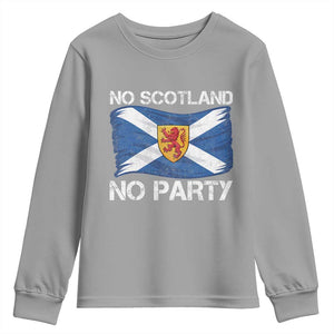 No Scotland No Party Saltire Flag Lion Rampant Crest Youth Sweatshirt Game Day Soccer Fans Football Tournament