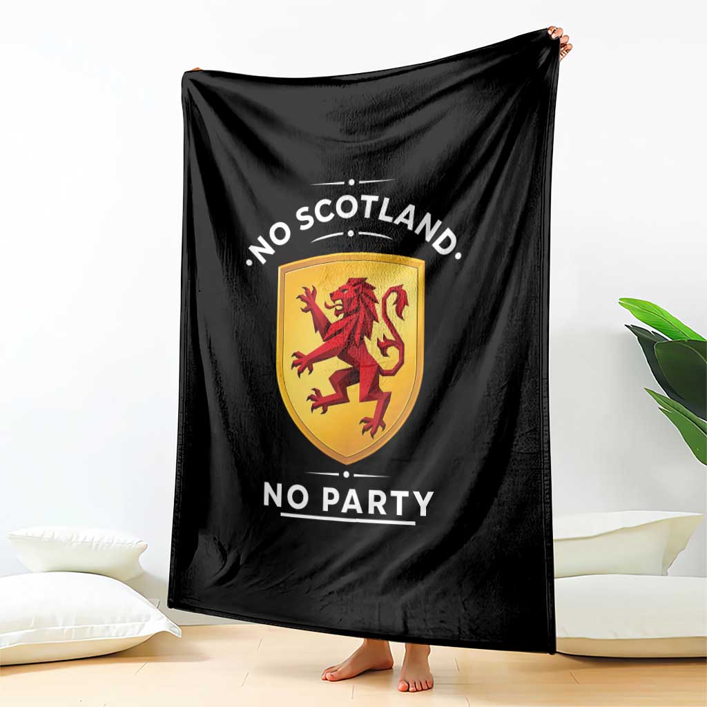 No Scotland No Party Gold Heraldic Shield Red Lion Rampant Throw Blanket Game Day Soccer Fans Football Tournament